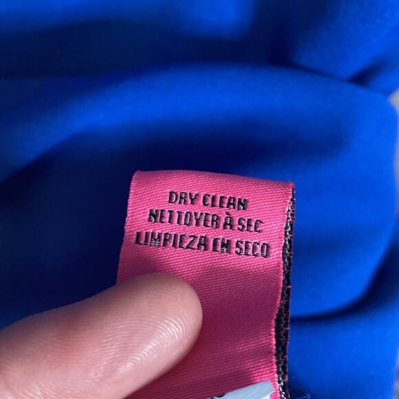 BETSEY JOHNSON Blue Cap Puff-Sleeve Scuba Crepe Sheath Dress Size 0 - Picture 6 of 8